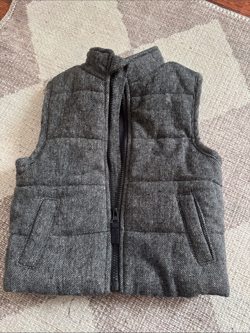 Toddler Quilted Sleeveless Puffer Vest in Charcoal Heather 24M